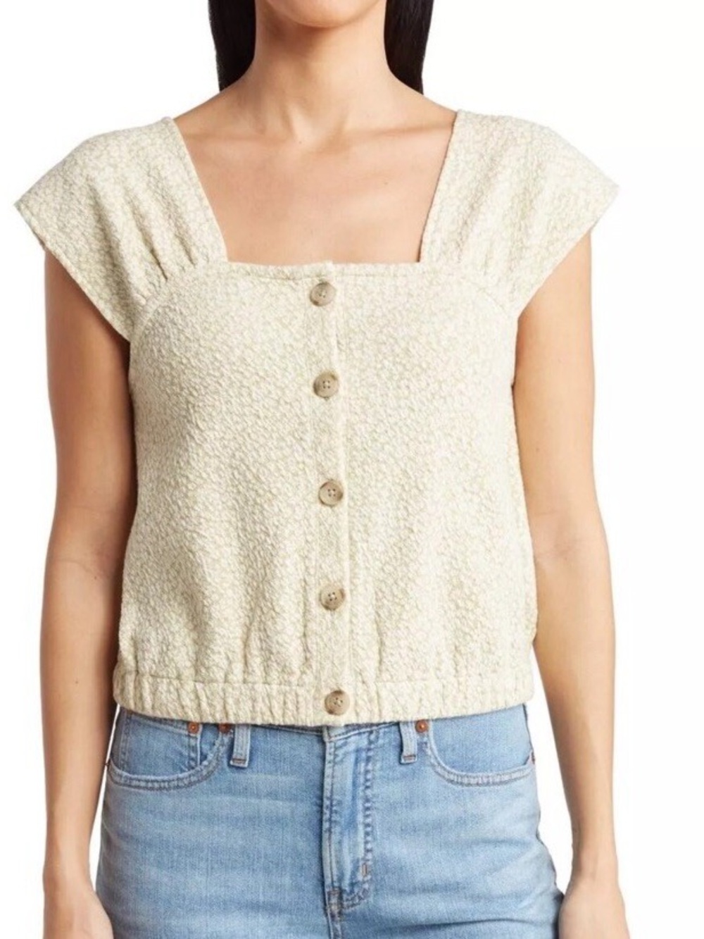 Madewell Floral Jacquard Button-Front Top